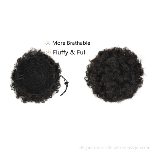 Factory Direct Sale Kinky curly Afro synthetic hair Bun woman chignon extension